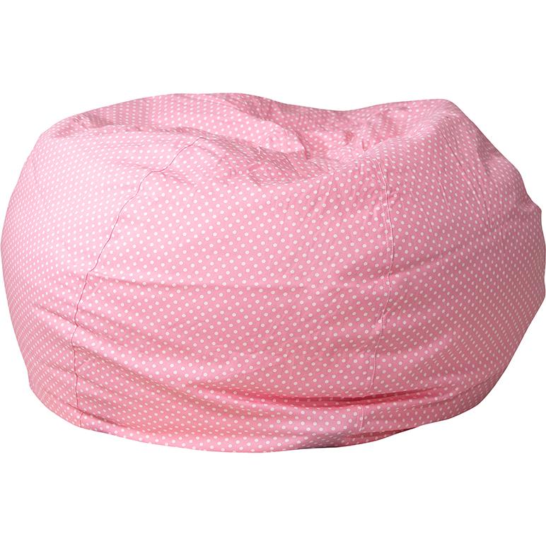 Oversized Light Pink Dot Refillable Bean Bag Chair for All Ages