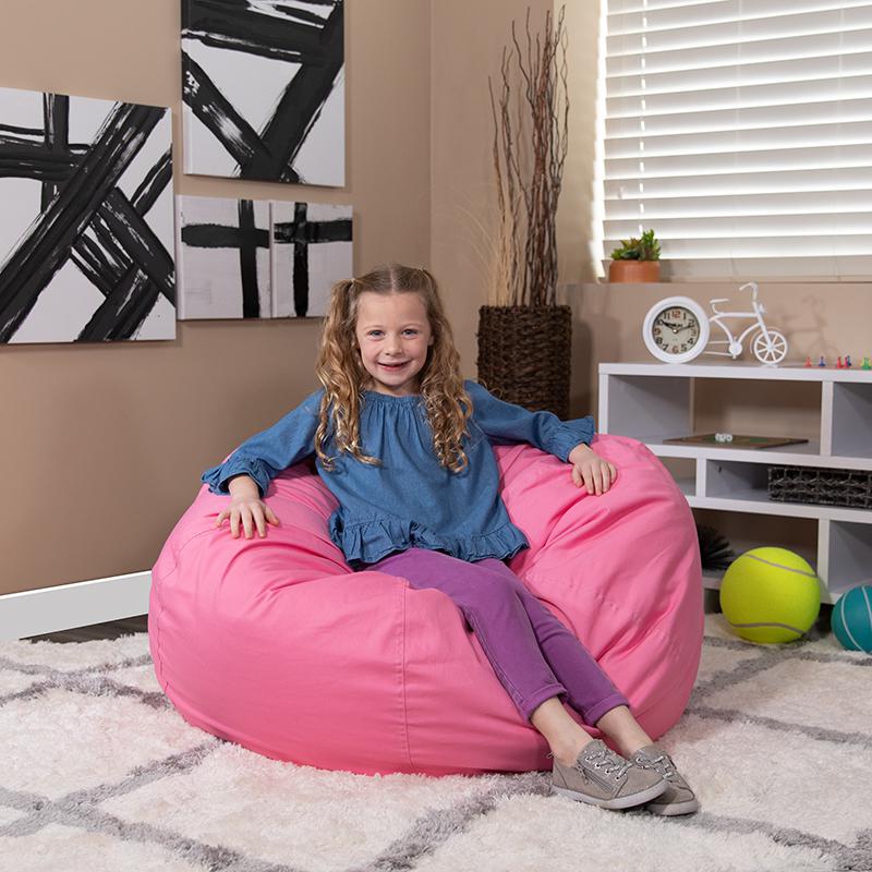 Oversized Solid Light Pink Refillable Bean Bag Chair for All Ages