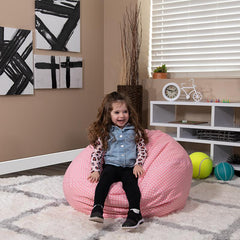 Small Light Pink Dot Refillable Bean Bag Chair for Kids and Teens