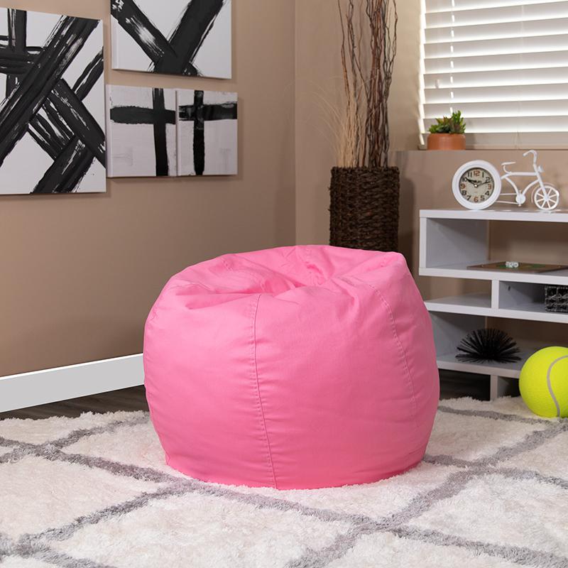 Small Solid Light Pink Refillable Bean Bag Chair for Kids and Teens