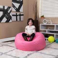 Small Solid Light Pink Refillable Bean Bag Chair for Kids and Teens