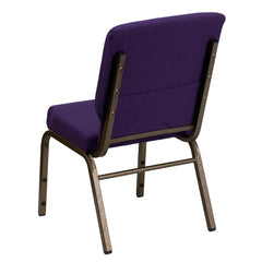18.5''W Stacking Church Chair in Royal Purple Fabric - Gold Vein Frame