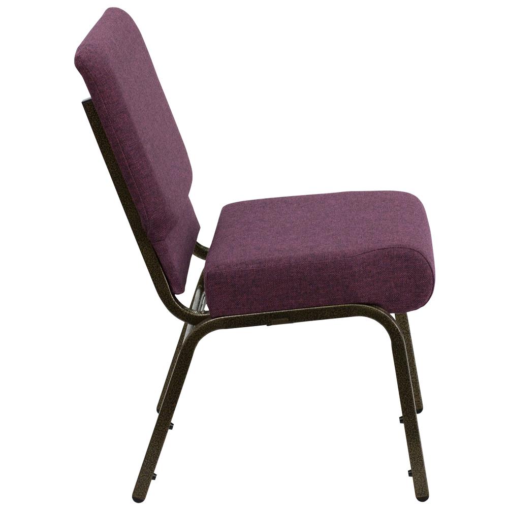 21''W Stacking Church Chair in Plum Fabric - Gold Vein Frame