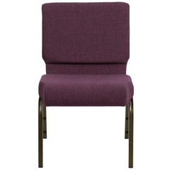 21''W Stacking Church Chair in Plum Fabric - Gold Vein Frame