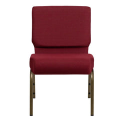 21''W Stacking Church Chair in Burgundy Fabric - Gold Vein Frame