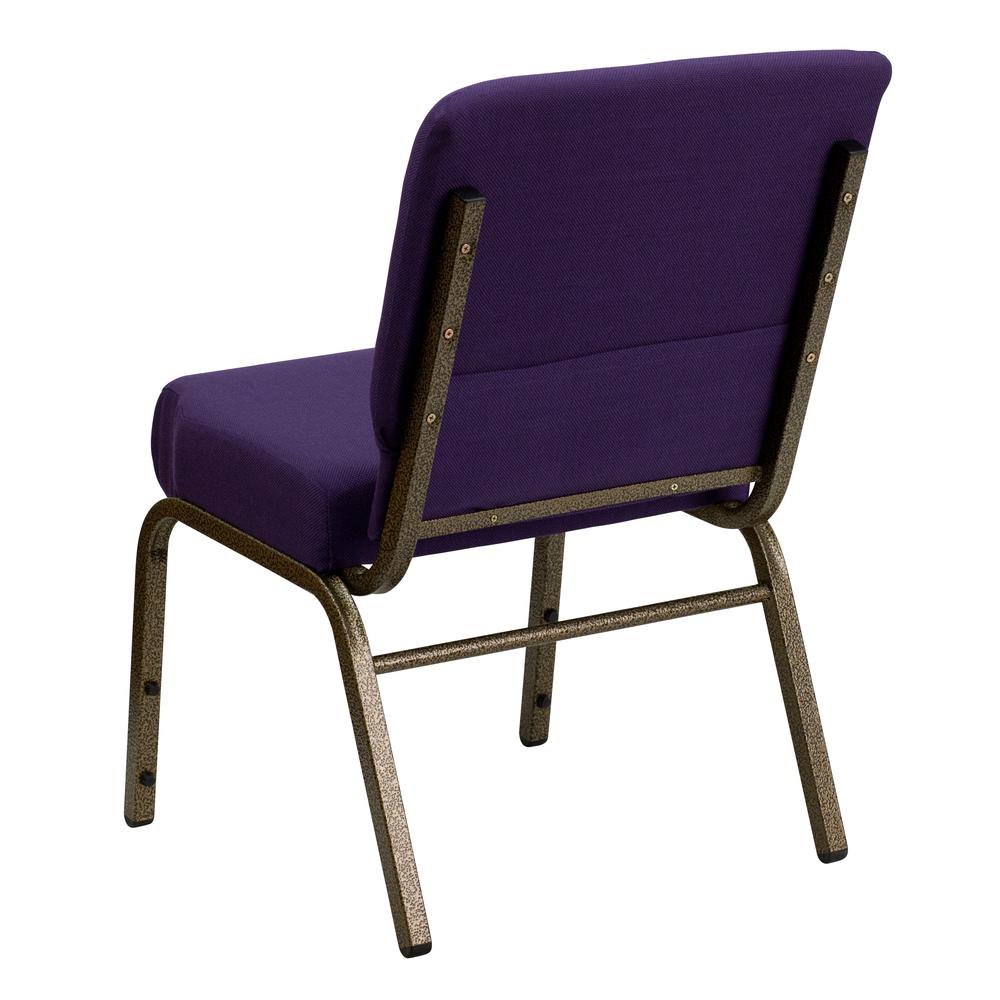 21''W Stacking Church Chair in Royal Purple Fabric - Gold Vein Frame