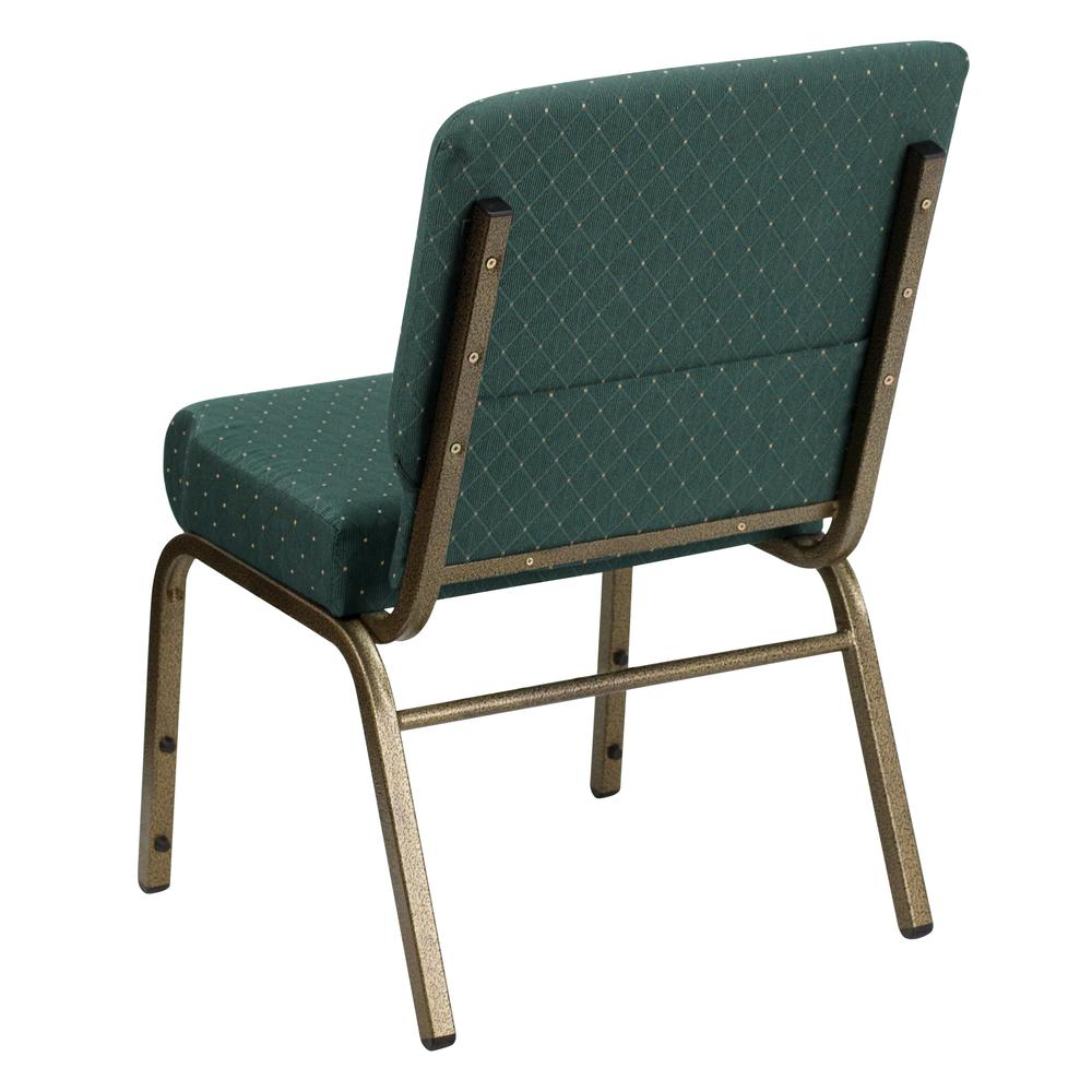 21''W Stacking Church Chair in Hunter Green Dot Fabric - Gold Vein Frame