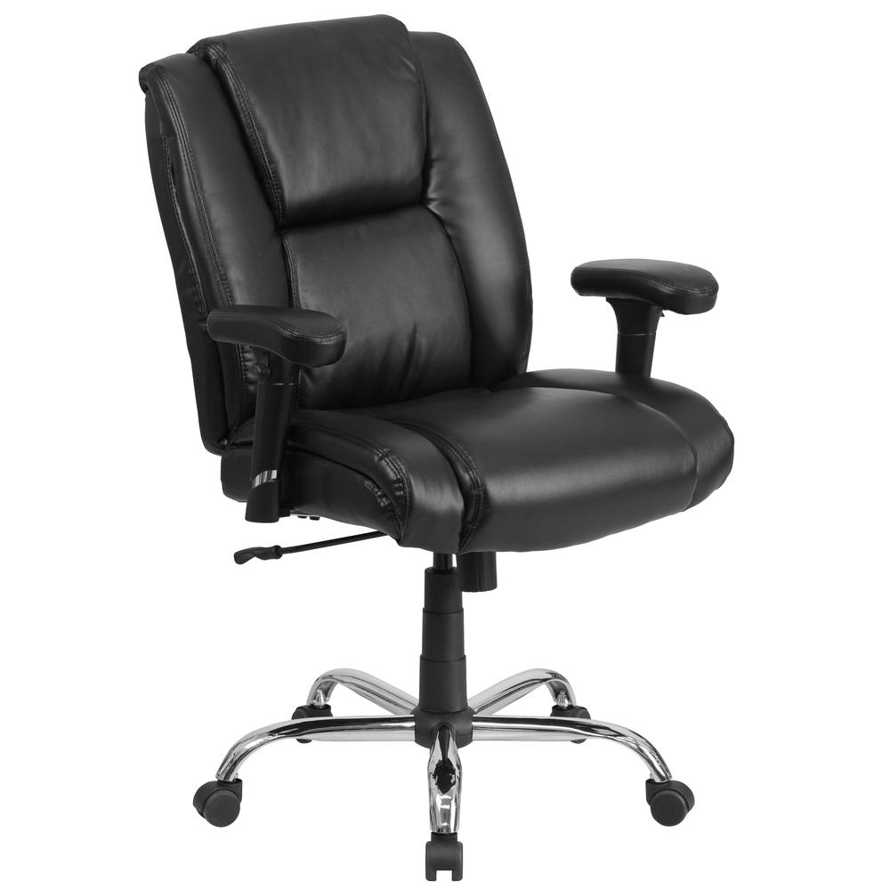 400 lb. Rated Black Task Office Chair with Chrome Base and Adjustable Arms