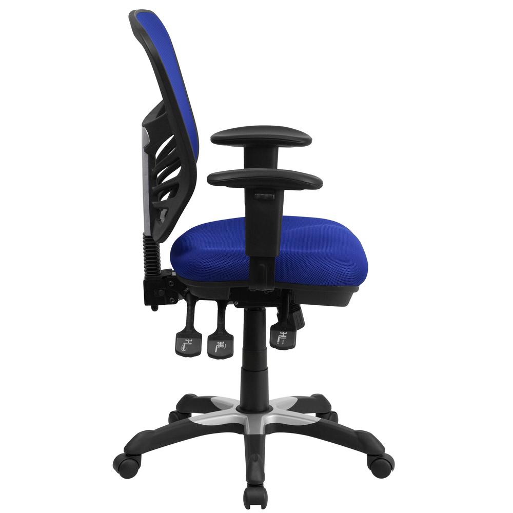 Mid-Back Blue Mesh Multifunction Executive Swivel Office Chair