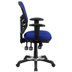 Mid-Back Blue Mesh Multifunction Executive Swivel Office Chair