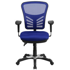 Mid-Back Blue Mesh Multifunction Executive Swivel Office Chair