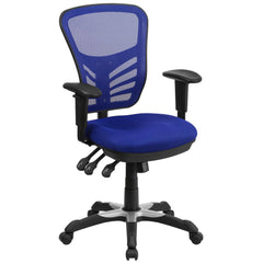 Mid-Back Blue Mesh Multifunction Executive Swivel Office Chair