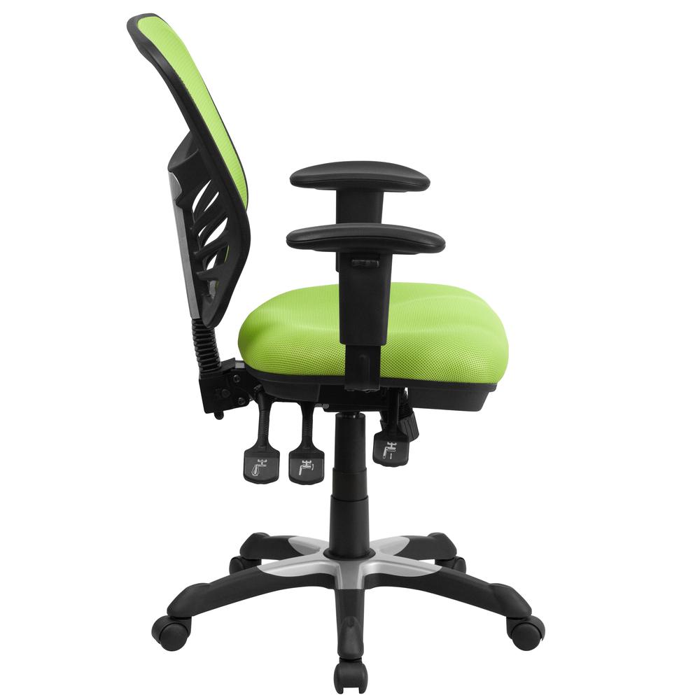 Mid-Back Green Mesh Multifunction Executive Swivel Office Chair