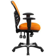 Mid-Back Orange Mesh Multifunction Executive Swivel Office Chair