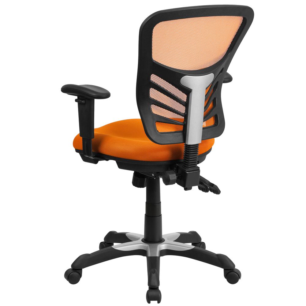 Mid-Back Orange Mesh Multifunction Executive Swivel Office Chair