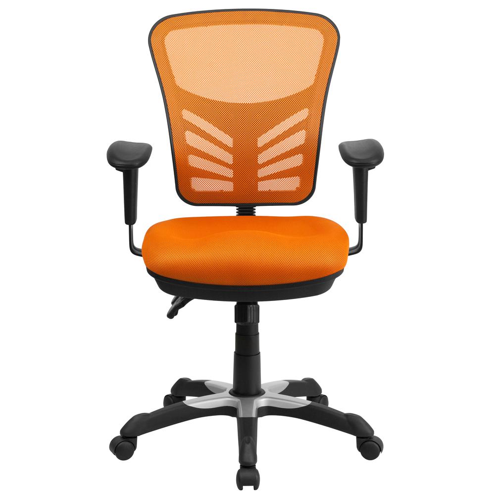 Mid-Back Orange Mesh Multifunction Executive Swivel Office Chair