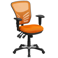 Mid-Back Orange Mesh Multifunction Executive Swivel Office Chair