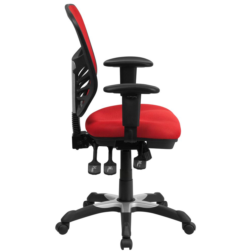 Mid-Back Red Mesh Multifunction Executive Swivel Office Chair