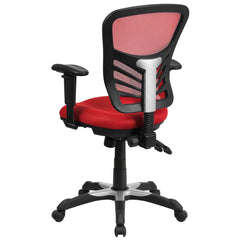 Mid-Back Red Mesh Multifunction Executive Swivel Office Chair