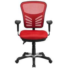 Mid-Back Red Mesh Multifunction Executive Swivel Office Chair