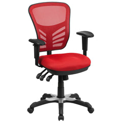 Mid-Back Red Mesh Multifunction Executive Swivel Office Chair