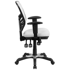 Mid-Back White Mesh Multifunction Executive Swivel Office Chair