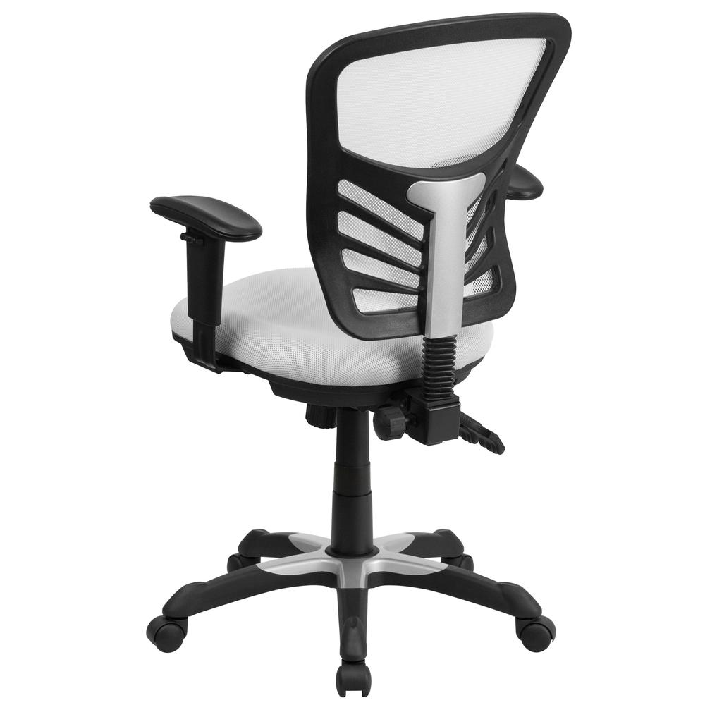 Mid-Back White Mesh Multifunction Executive Swivel Office Chair