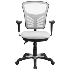 Mid-Back White Mesh Multifunction Executive Swivel Office Chair