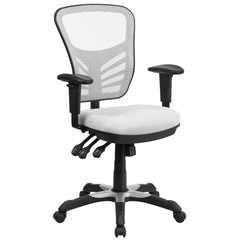 Mid-Back White Mesh Multifunction Executive Swivel Office Chair