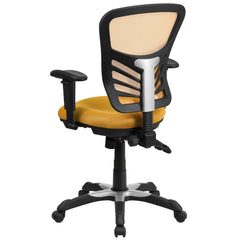 Mid-Back Yellow-Orange Mesh Multifunction Executive Swivel Office Chair