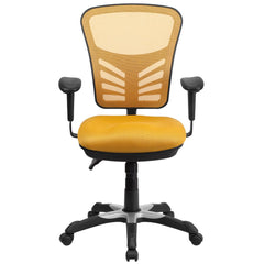 Mid-Back Yellow-Orange Mesh Multifunction Executive Swivel Office Chair