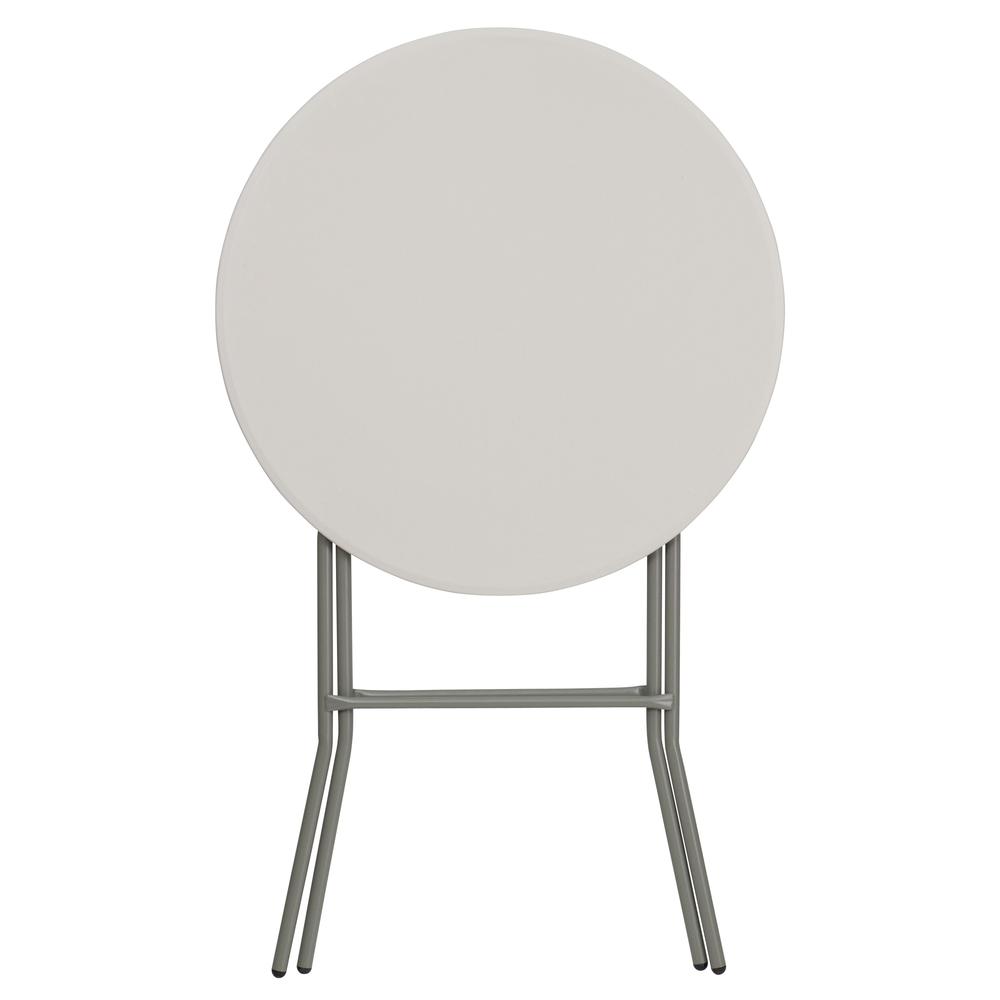 2.63-Foot Round Granite White Plastic Bar Height Folding Table