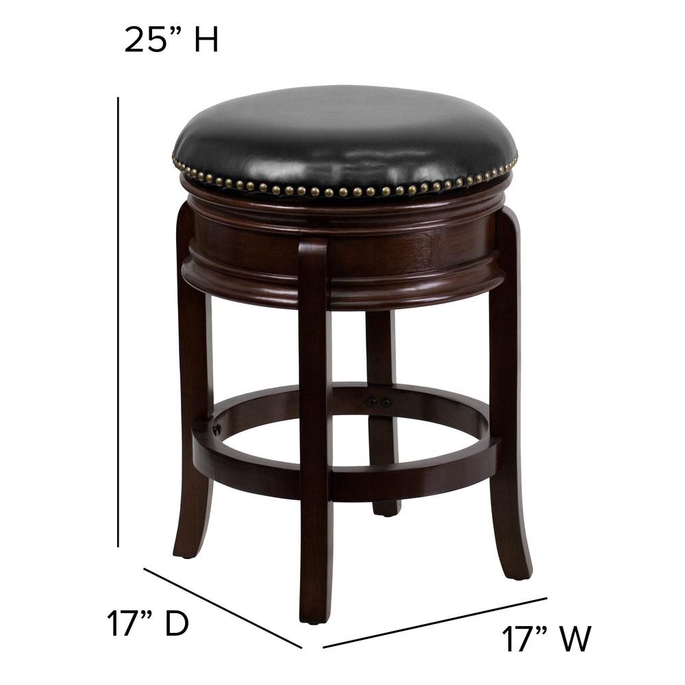 24'' High Cappuccino Wood Counter Height Stool with Carved Apron