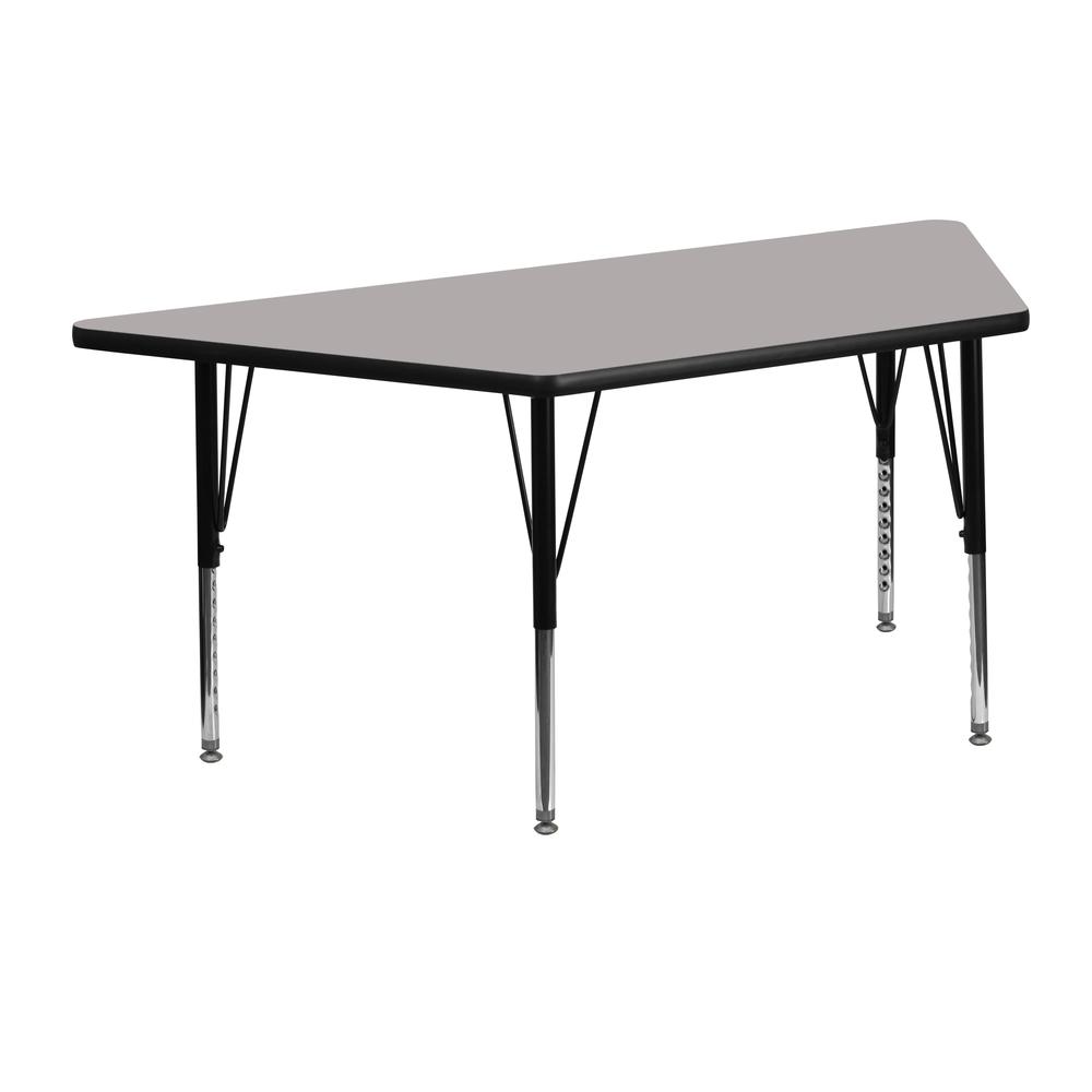 22.5''W x 45''L Trapezoid Grey HP Activity Table - Height Adjustable Short Legs