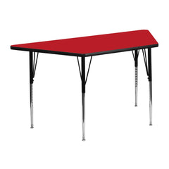 22.5''W x 45''L Trapezoid Red HP Activity Table - Standard Height Legs