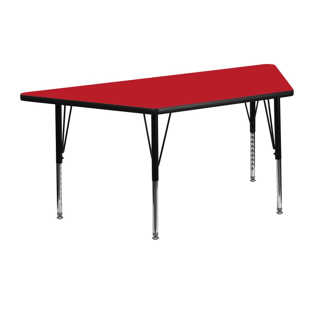 22.5''W x 45''L Trapezoid Red HP Activity Table - Height Adjustable Short Legs