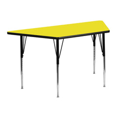 22.5''W x 45''L Trapezoid Yellow HP Activity Table - Standard Height Legs