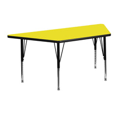 22.5''W x 45''L Trapezoid Yellow HP Activity Table - Height Short Legs