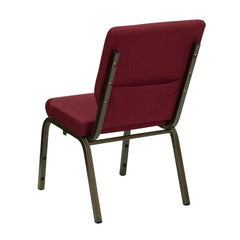 18.5''W Stacking Church Chair in Burgundy Fabric - Gold Vein Frame