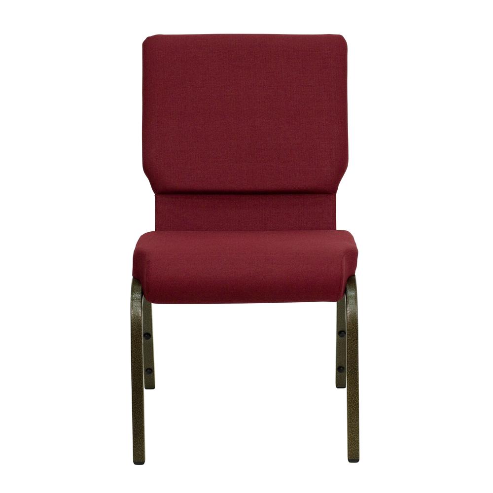 18.5''W Stacking Church Chair in Burgundy Fabric - Gold Vein Frame