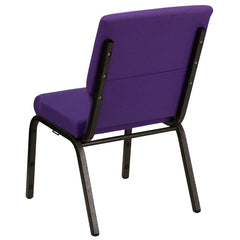 18.5''W Stacking Church Chair in Purple Fabric - Gold Vein Frame