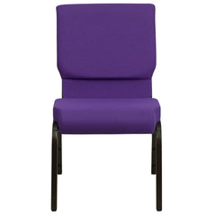 18.5''W Stacking Church Chair in Purple Fabric - Gold Vein Frame