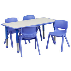 23.625''W x 47.25''L Blue Plastic Height Activity Table Set with 4 Chairs