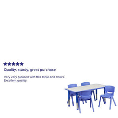 23.625''W x 47.25''L Blue Plastic Height Activity Table Set with 4 Chairs