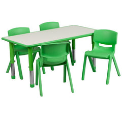 23.625''W x 47.25''L Green Plastic Height Activity Table Set with 4 Chairs