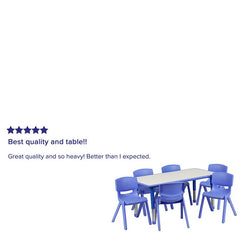 23.625''W x 47.25''L Blue Plastic Height Activity Table Set with 6 Chairs