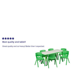 23.625''W x 47.25''L Green Plastic Height Activity Table Set with 6 Chairs
