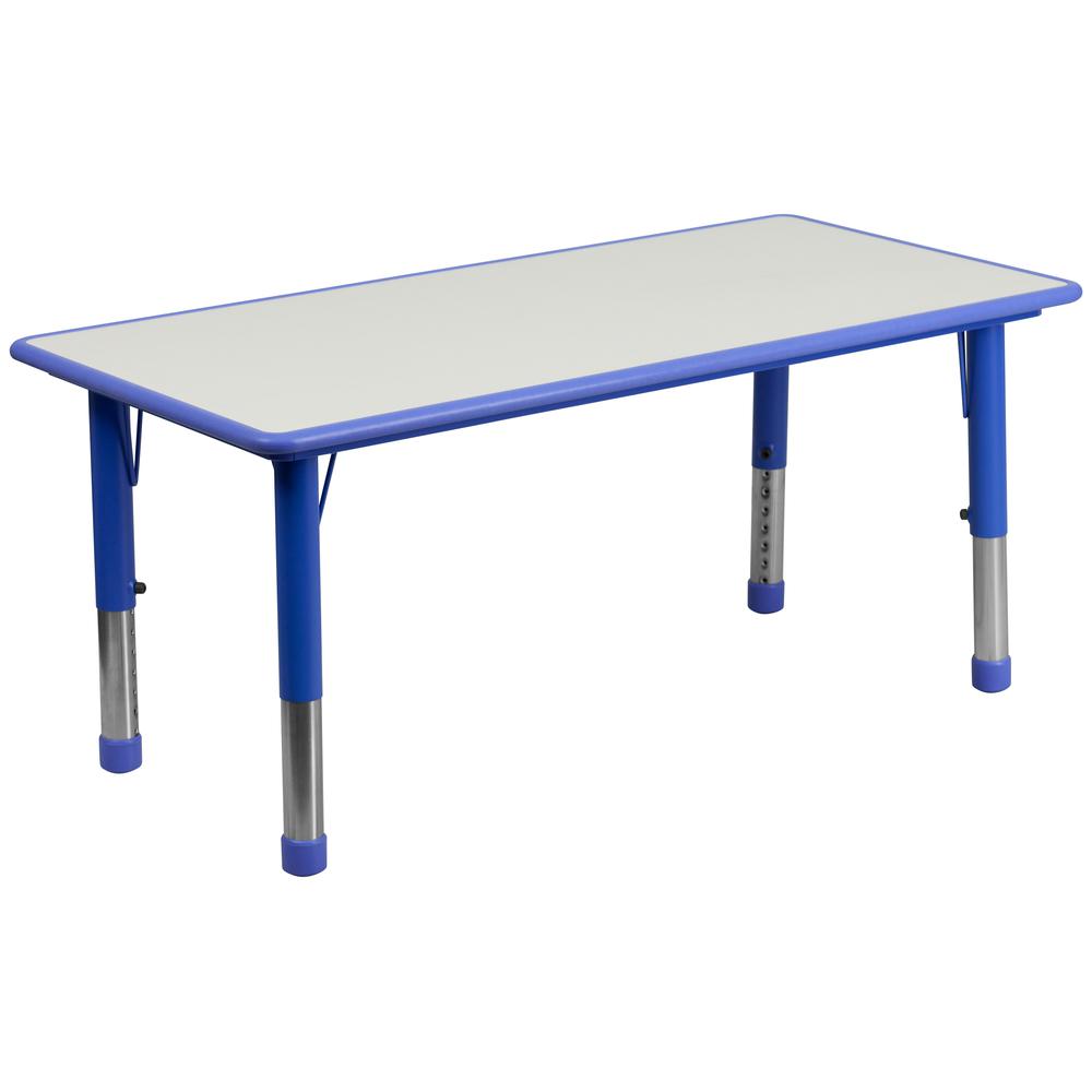 23.625''W x 47.25''L Blue Plastic Height Adjustable Activity Table with Grey Top