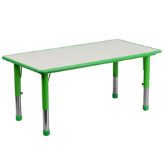 23.625''W x 47.25''L Green Plastic Height Activity Table with Grey Top