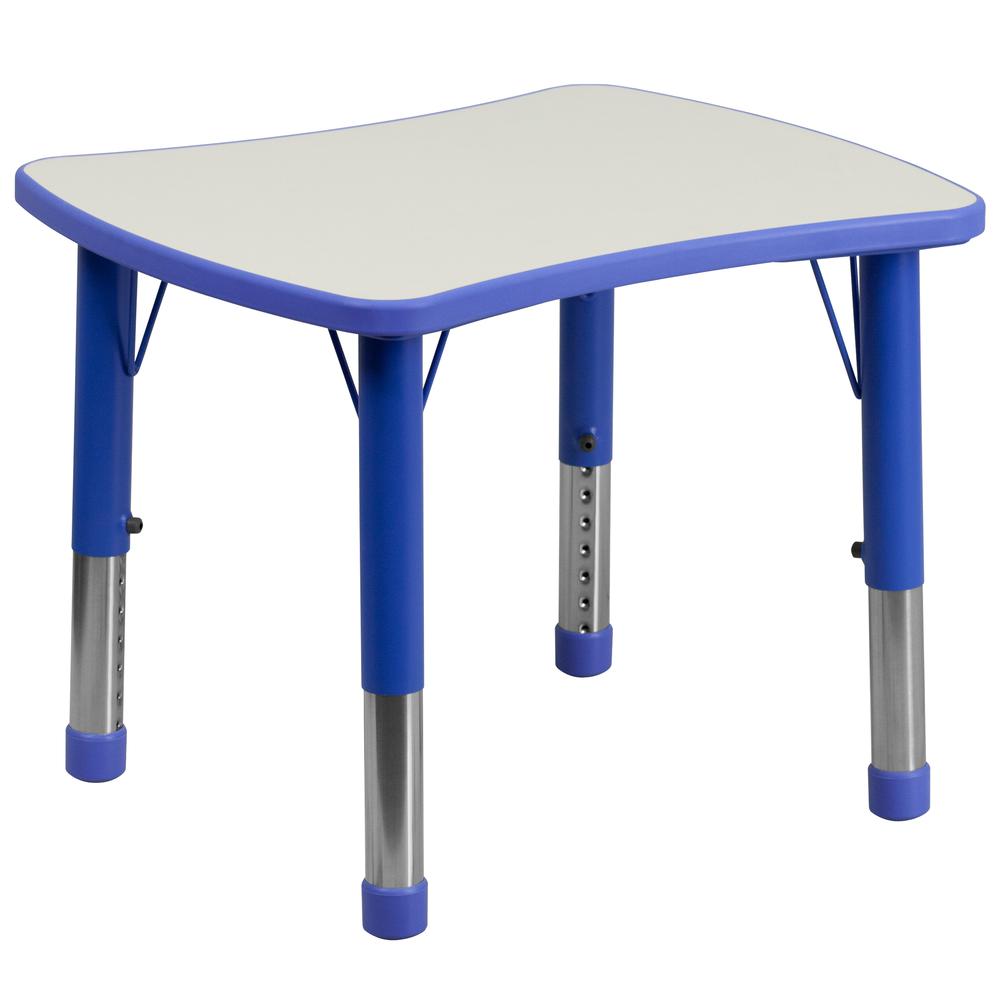 21.875''W x 26.625''L Blue Plastic Height Activity Table with Grey Top